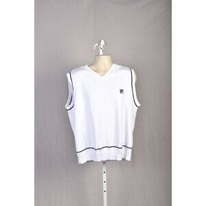 Fila Men's Tennis Sweater Vest w/Navy Stripes Size XL